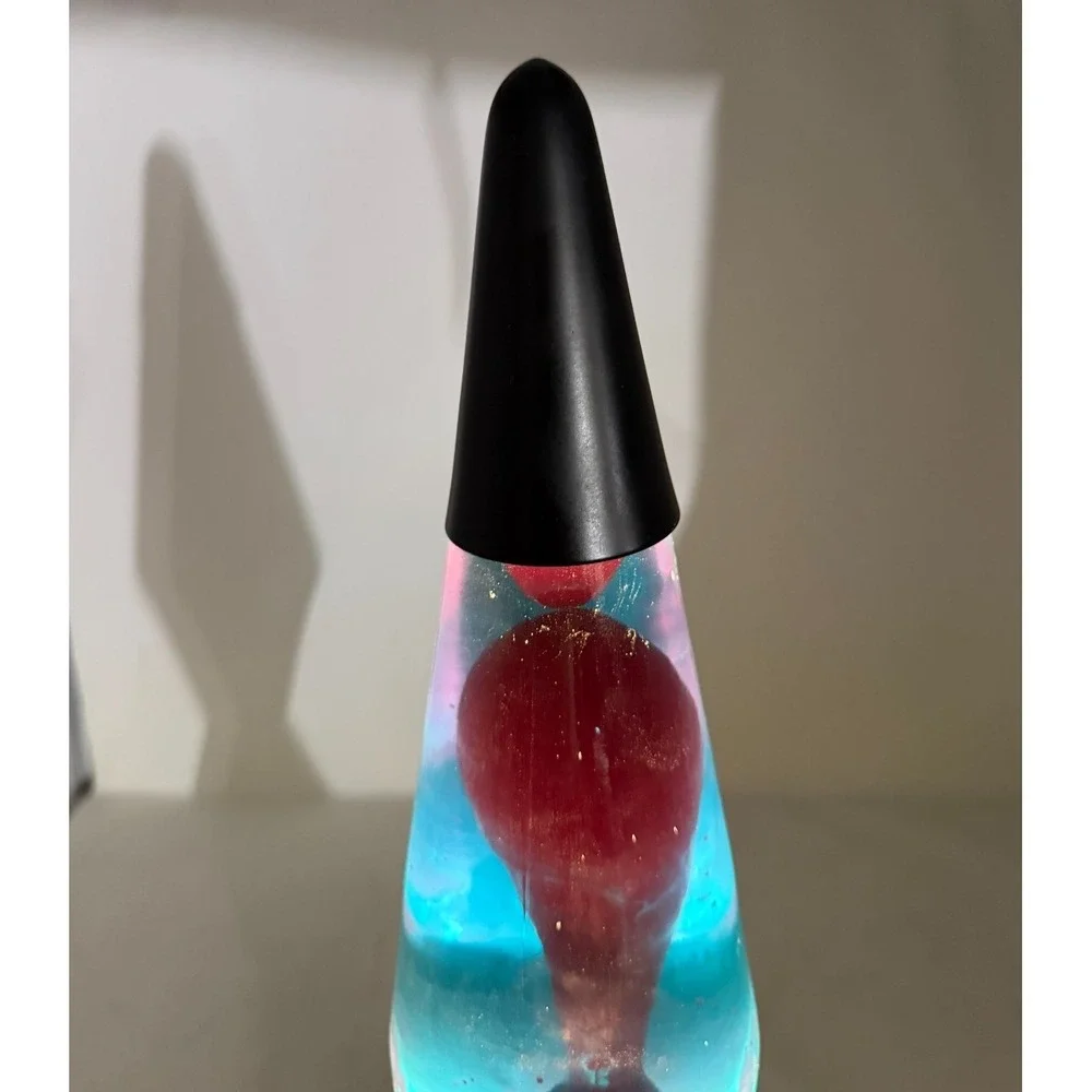 Vintage Lava Lite Premier‎ Lamp Black Blue Liquid Red Wax Tested Working